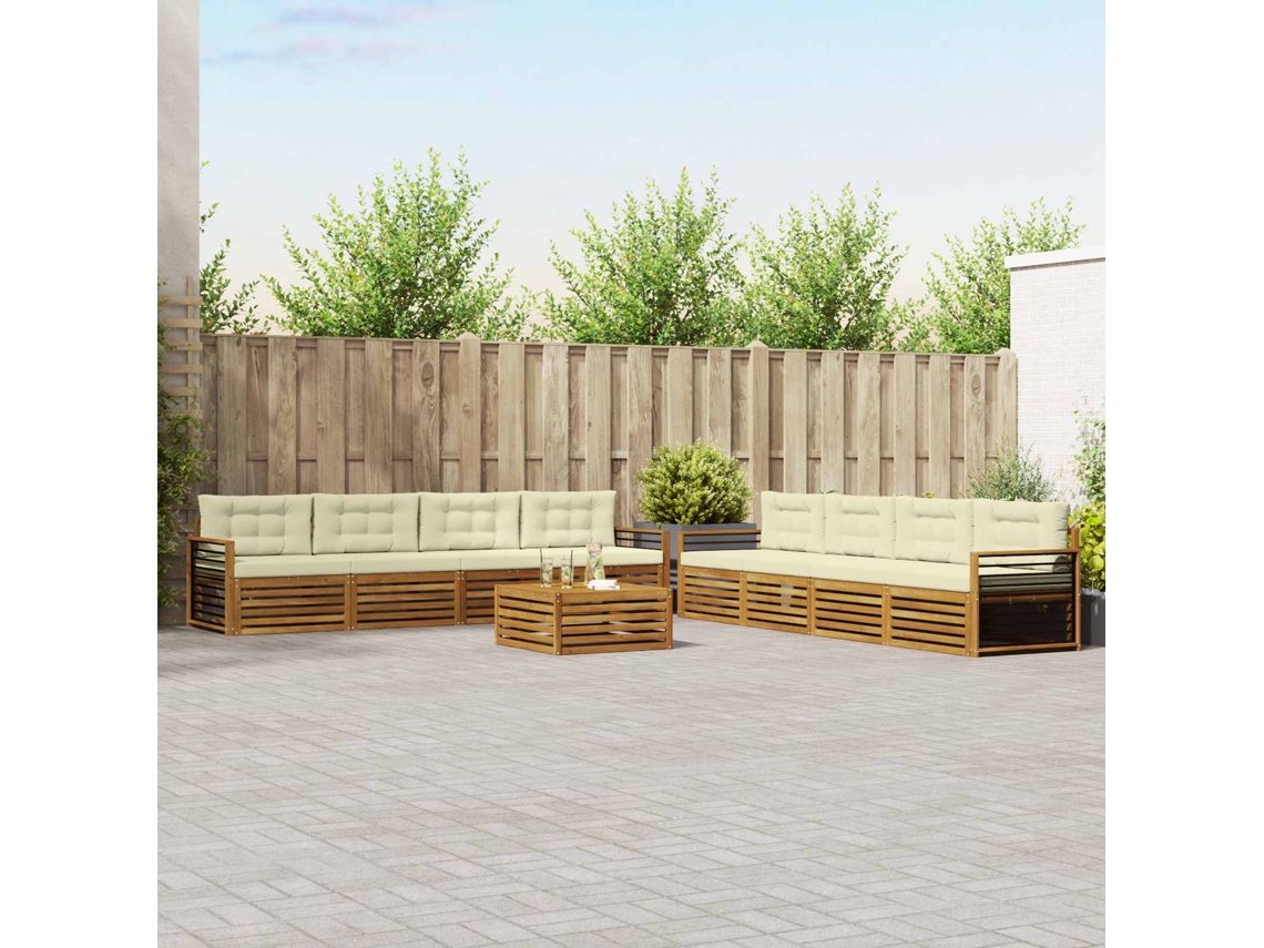 Vidaxl Conjunto De Sofás Para Exterior 9 Unid. Natural E Creme