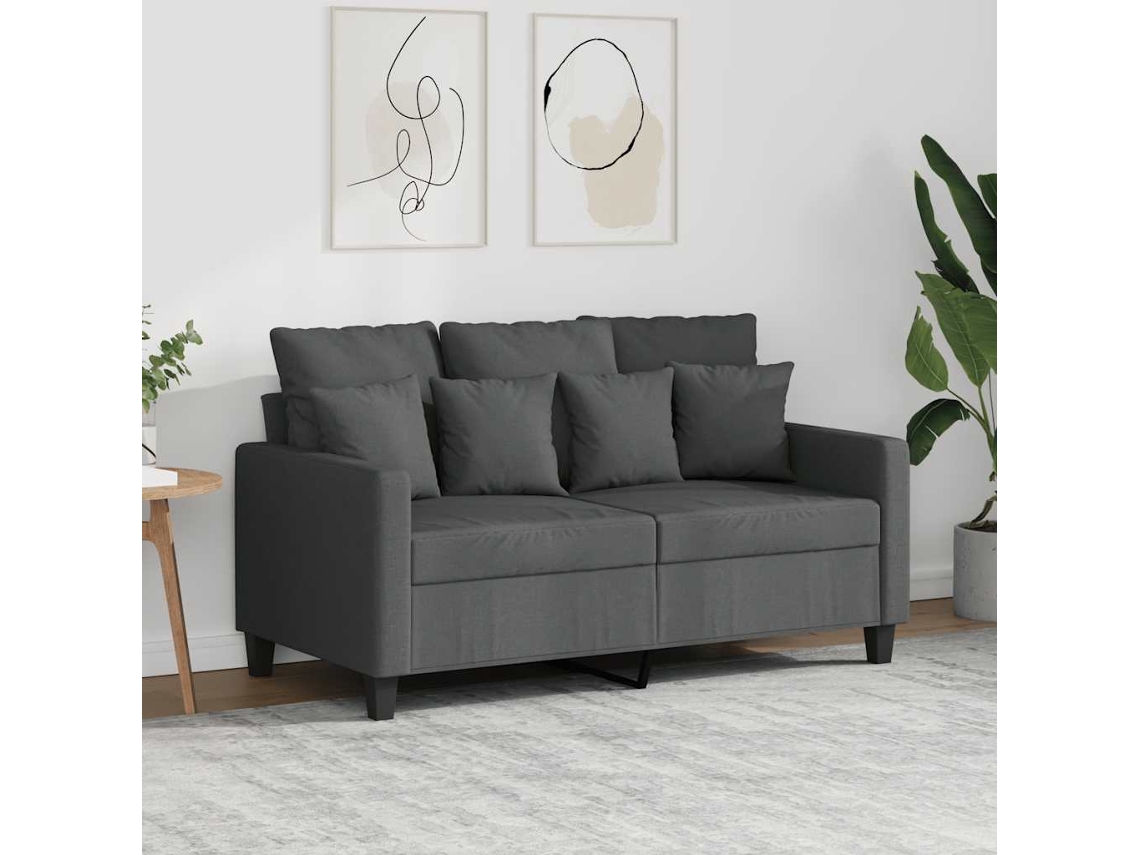 Vidaxl Sofá De 2 Lugares Em Tecido 120 Cm Cinzento-escuro