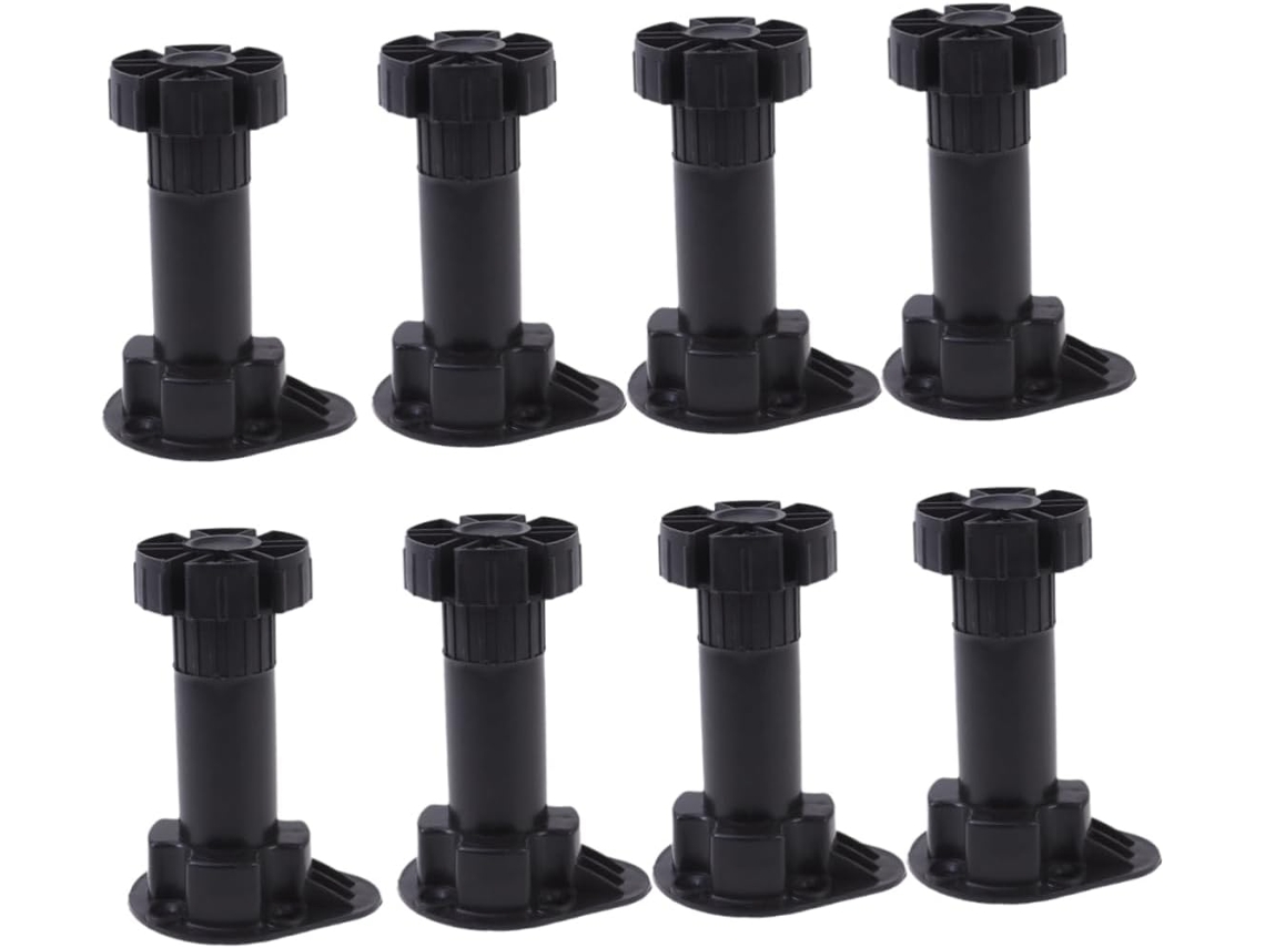 Tehaux Conjunto De 8 Pés Móveis Ajustáveis E Grossos Na Cor Preta Para Sofá, Armário E Sala De Estar