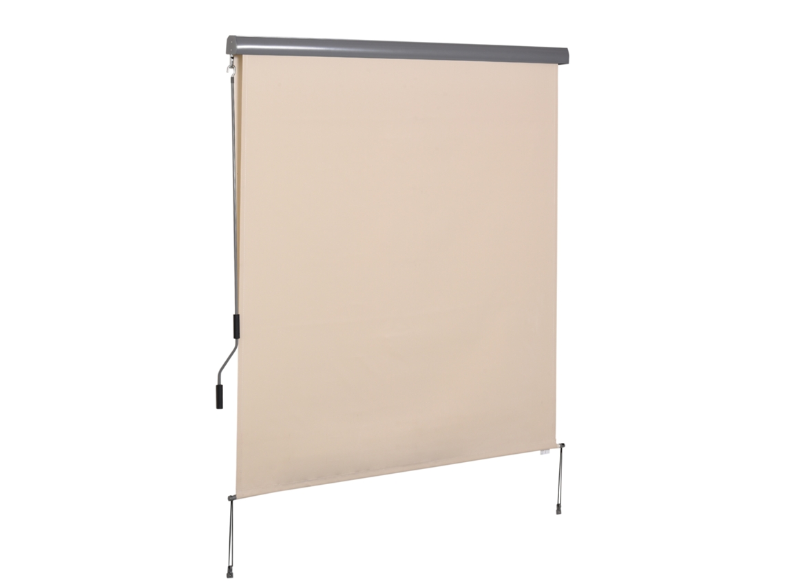 Cortina De Enrolar Para Exterior 2,5 X 1,6 M Com Manivela, Alumínio E Poliéster 280 G/m², Proteção Uv50+, Creme