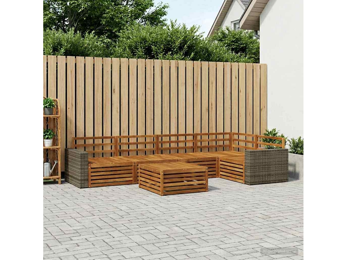 Vidaxl Conjunto De Sofás Para Exterior 6 Pcs Natural 79 X 79 X 37 Cm