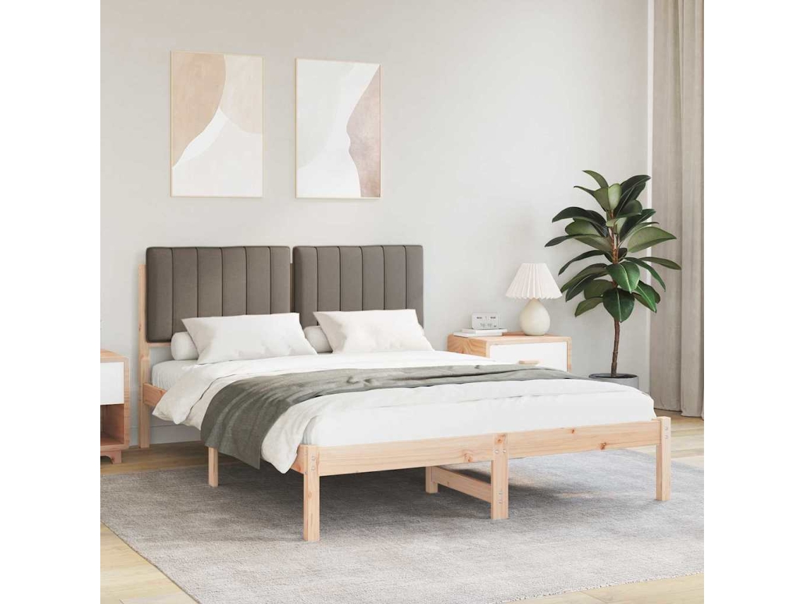 Vidaxl Estrutura De Cama Com Cabeceira Estofada Cinzento-acastanhado