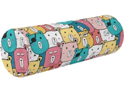 Capas Decorativas Compridas e Redondas para Almofadas Cilíndricas com Zíper Urso Fofo Fácil de Limpar