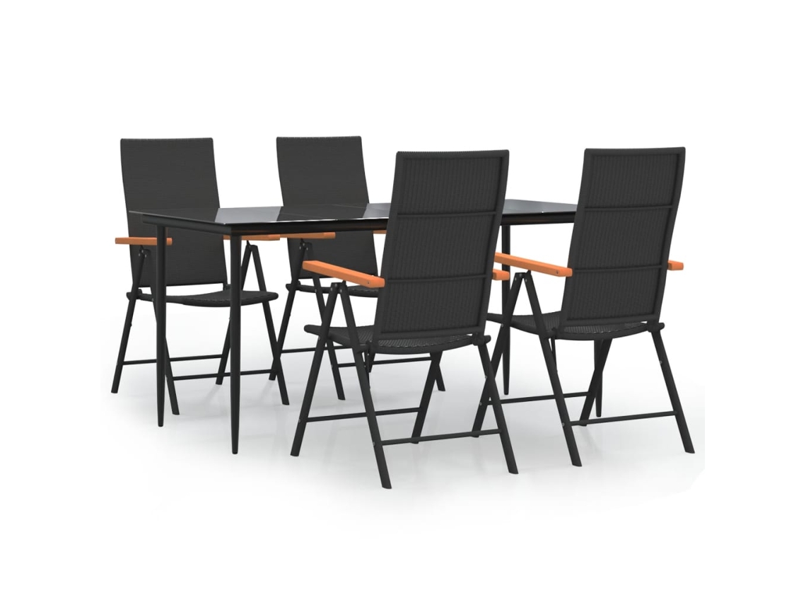 Maison Exclusive - 5 Pcs Conjunto De Jantar P/ Jardim Vime Pe Preto E Castanho