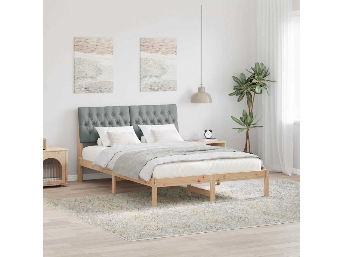 Vidaxl Estrutura De Cama Com Cabeceira Estofada Castanho 160 X 200 Cm