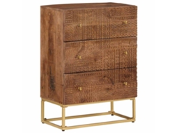 Vidaxl Cómoda 55x30x76 Cm Madeira De Mangueira Maciça E Ferro