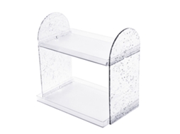 Organizador de mesa 2 andares rack de armazenamento transparente para material de escritório e cosméticos | S/MARCA