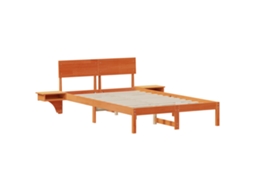 Conjunto 1 Estrado De Cama Plataforma Vidaxl Castanho Madeira De Pinho Maciça (140 X 190 Cm)