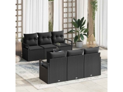 Vidaxl Conjunto De Sofás 7 Unid. 6-número De Lugares Preto Vime Pe