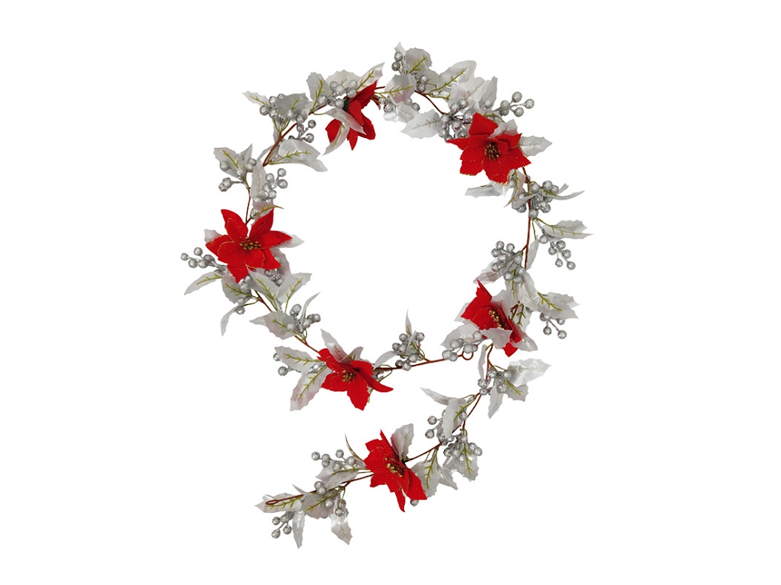 Laxiscreed Vinha Natal De 175cm Com Flores E Estilo Prata Para Decoração Festiva E Elegante