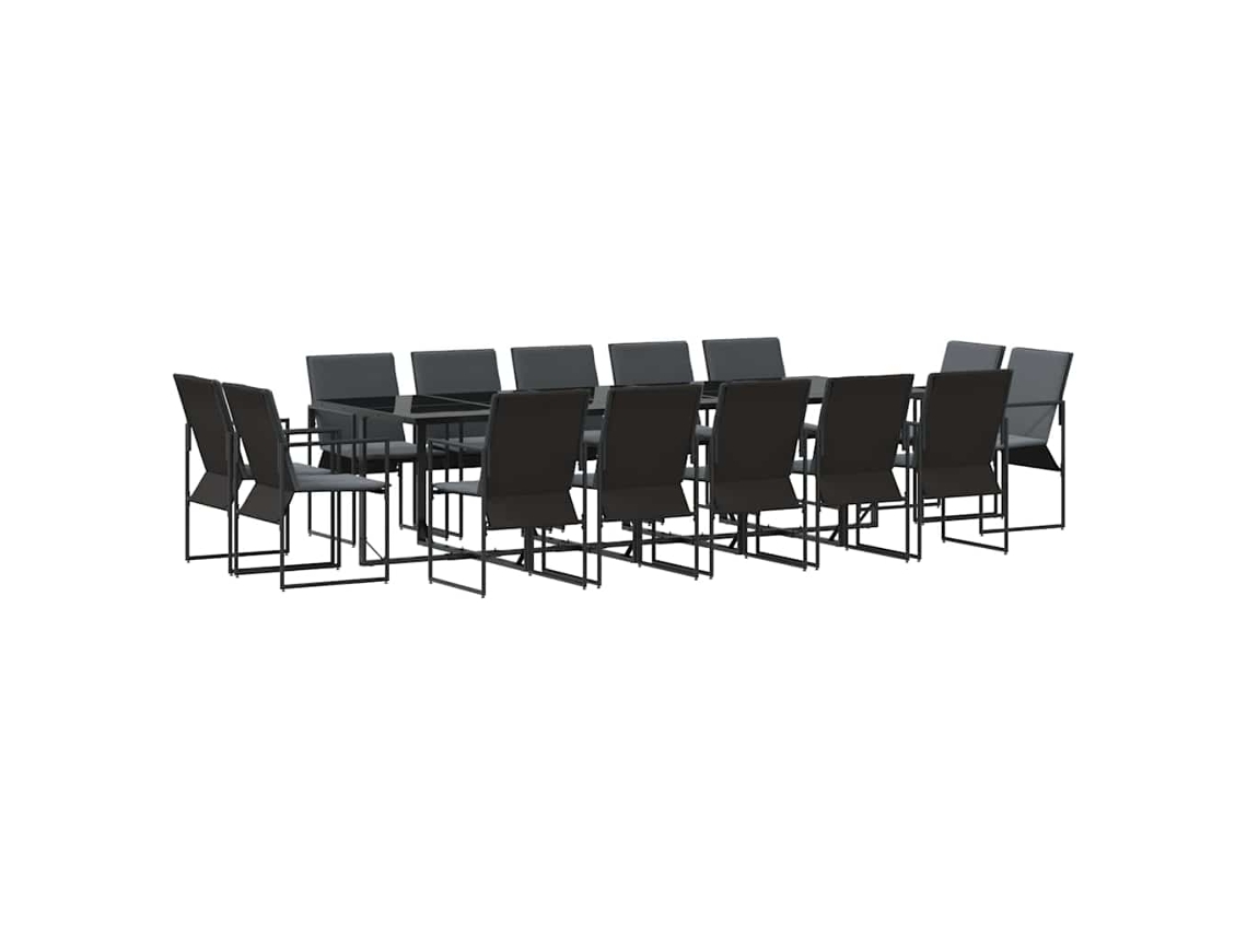 Conjunto 15 Jantar No Jardim Vidaxl Preto Aço (275 X 107 X 72 Cm)