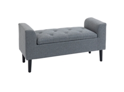 Banco Baú Linho 116cm Resistente Madeira Cinza Claro