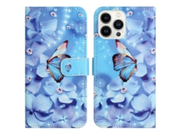 Capa Em Couro Pu Para Apple Iphone 16 Pro - Flor E Borboleta