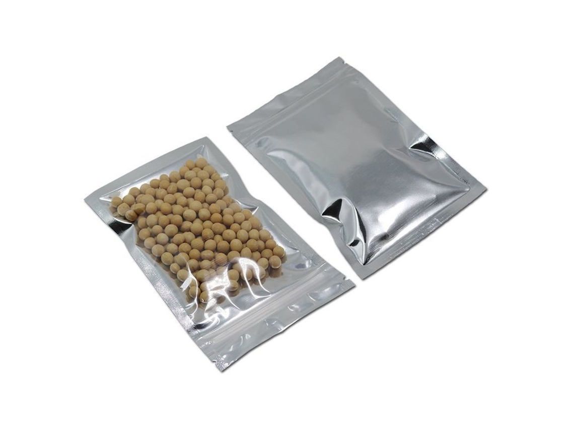 Sacos Rebe-100 Mylar 12x20cm, reutilizáveis e com selagem térmica para armazenamento de alimentos.