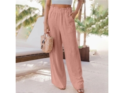 Fasst pantalones Anchos para Mulher com Cintura Elástica e Volantes