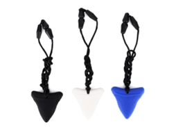 Mali 3pcs Colar de Silicone para Mastigação Sensorial com Pingente de Tubarão Preto Branco Azul