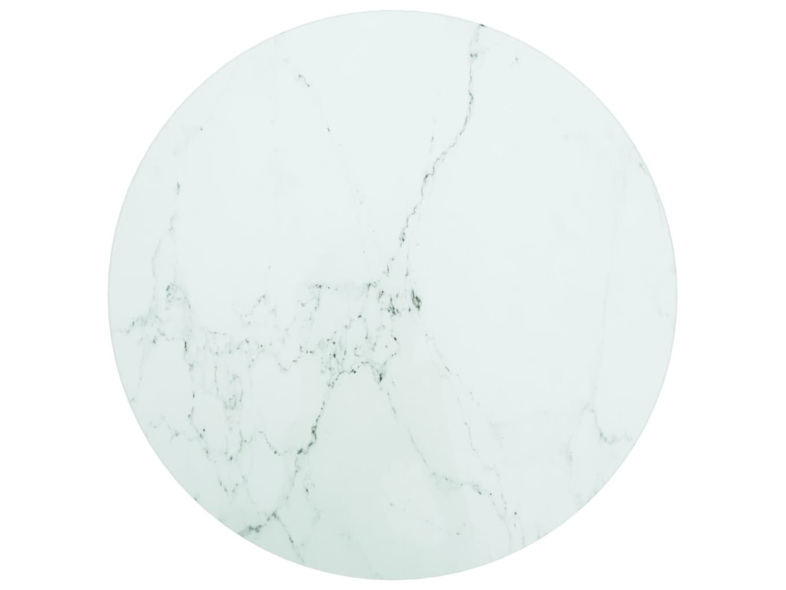 Vidaxl Tampo Mesa Ø40x0,8 Cm Vidro Temperado Design Mármore Branco