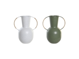 Vaso DKD Home Decor 20 x 13 x 24 cm Metal Terracota Branco Verde (2 Unidades)
