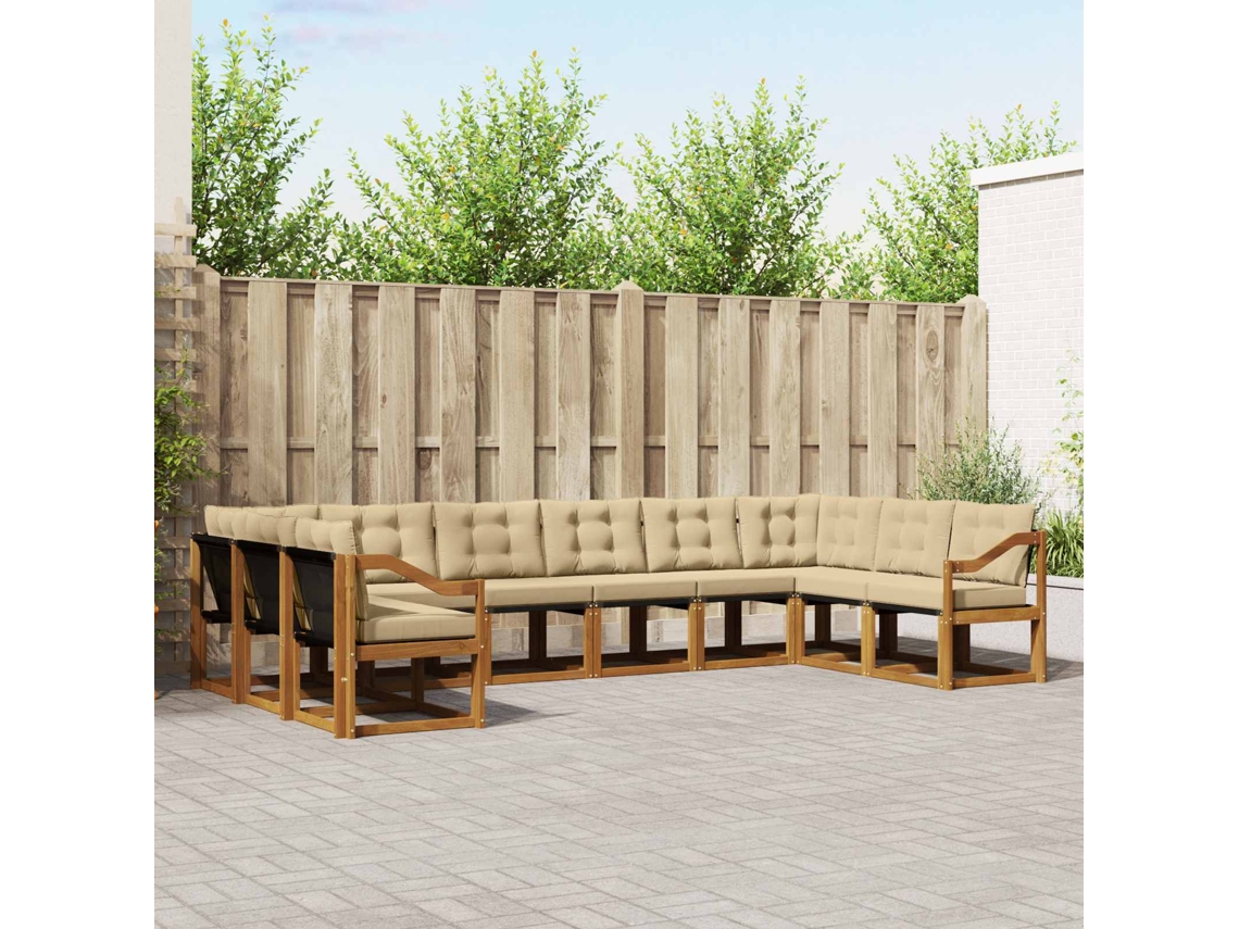 Vidaxl Conjunto De Sofás Para Exterior 10 Unid. Natural E Bege