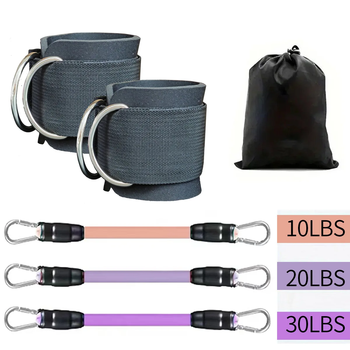 (pacote Com 6 Unidades, Preto E Cinza) Faixa Elástica De Resistência Para Tornozelo, Ideal Para Ioga E Exercícios.
