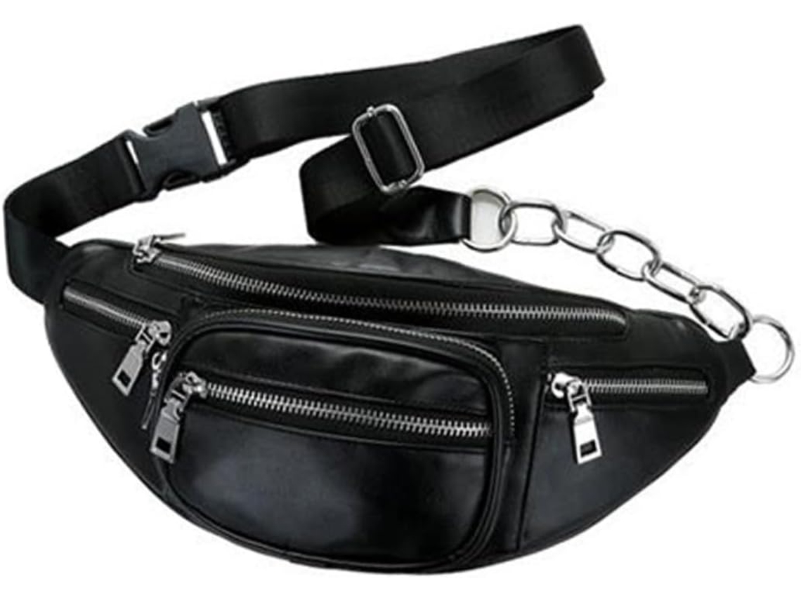 Bolsa De Ombro Esportiva Feminina Em Couro Pu Com Corrente E Compartimento Para Celular.