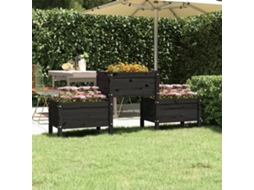 Vidaxl Vaso/floreira 178,5x44x75 Cm Pinho Maciço Preto