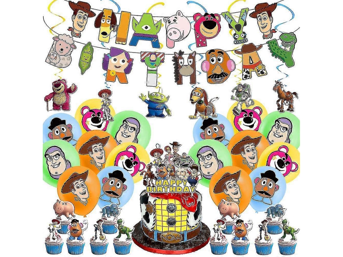 Toy Story Buzz Lightyear Woody Decoração De Festa Infantil Banner Balões Topo De Bolo/muffin Pendurado Redemoinhos Conjunto De Acessórios -nmaovd