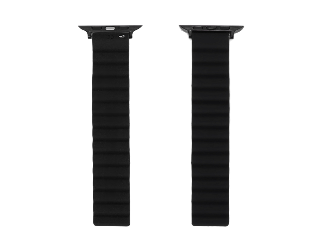 2 Correas magnéticas ajustables de silicona para Iwatch Series 7, 6, 5, 4, 3, 2, 1, 42-45 mm, negro