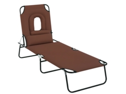Cadeira de Sol Dobrável Reclinável 4 Posições Chaise Longue Marrom com 3 Almofadas BTFORUS