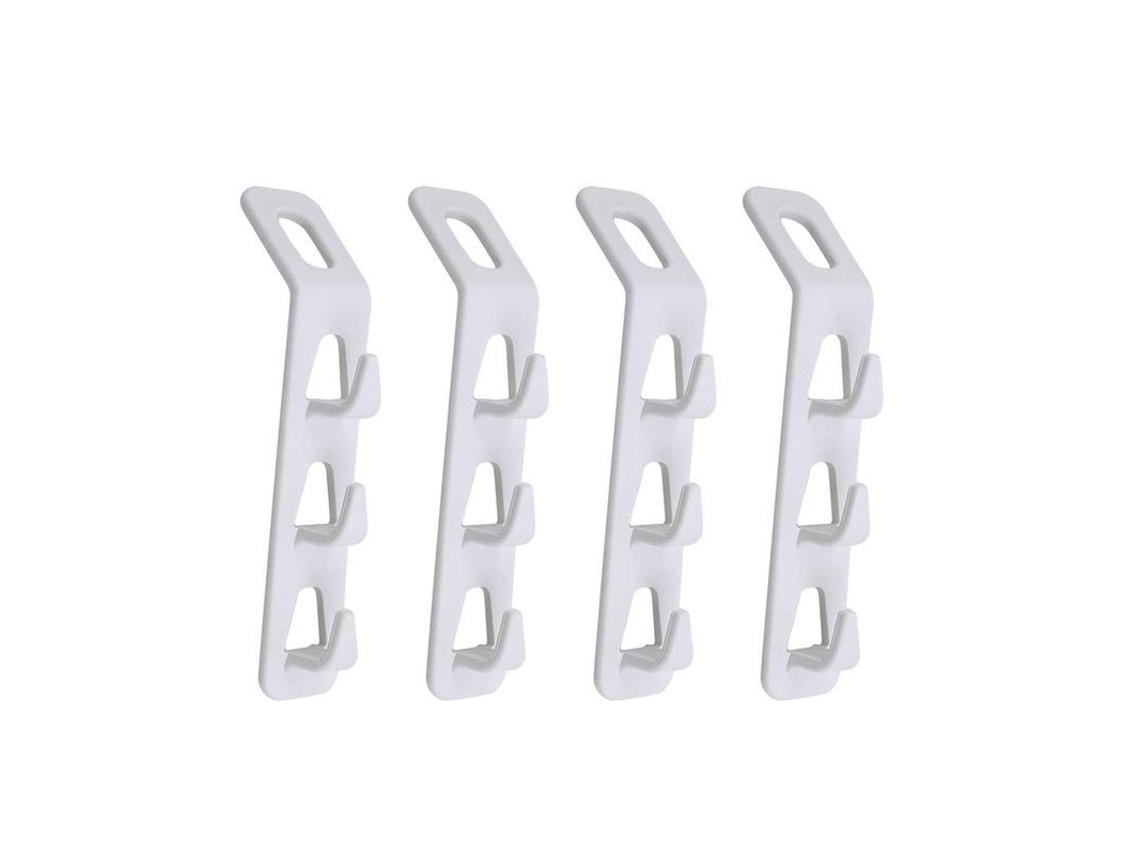 Suporte de Roupas, Plegável, 3 Ganchos, 4 unidades, Plástico, Branco | S/MARCA