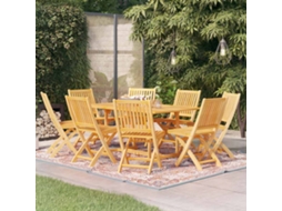 Vidaxl 9 Pcs Conjunto De Jantar Para Jardim Madeira De Teca Maciça