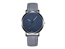 Reloj De Pulsera Para Hombre De Cuero Moda Dial Redondo Reloj De Cuarzo Gris