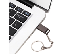 Pen Drive Usb 2.0 De 16g Em Liga De Zinco Cinza Com Chaveiro, Velocidade De 12mb/s