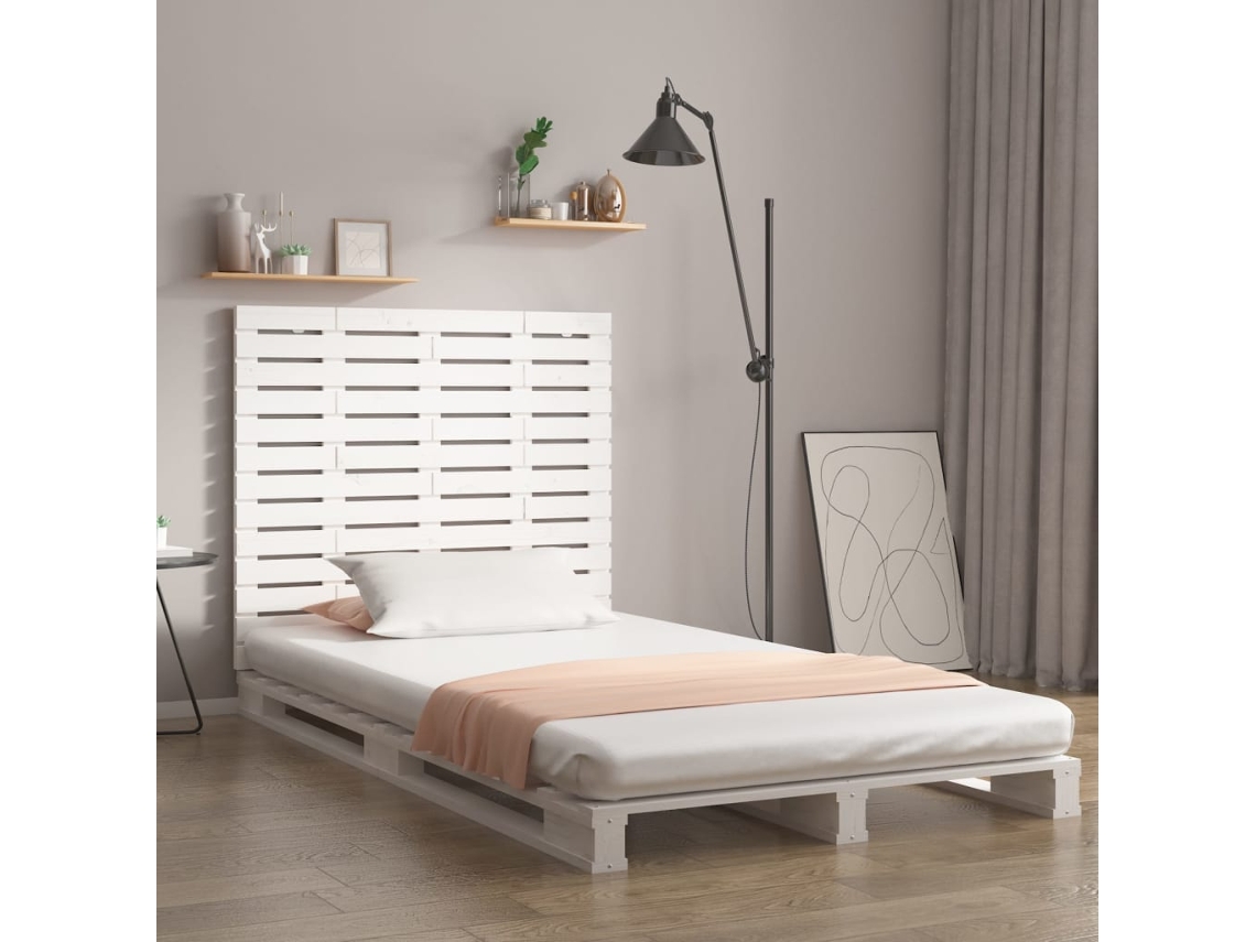 Vidaxl Cabeceira De Parede 141x3x91,5cm Madeira De Pinho Maciça Branco