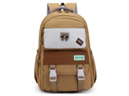 Mochila De Blocos De Cores, Grande Capacidade, Impermeável, Adequada Para Meninas, Estudantes Do Ensino Médio, Universitários, Etc. Cáqui