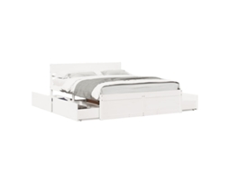 Cama Sem Colchão 150x200 cm Madeira de Pinho Maciça Branco MAISON EXCLUSIVE
