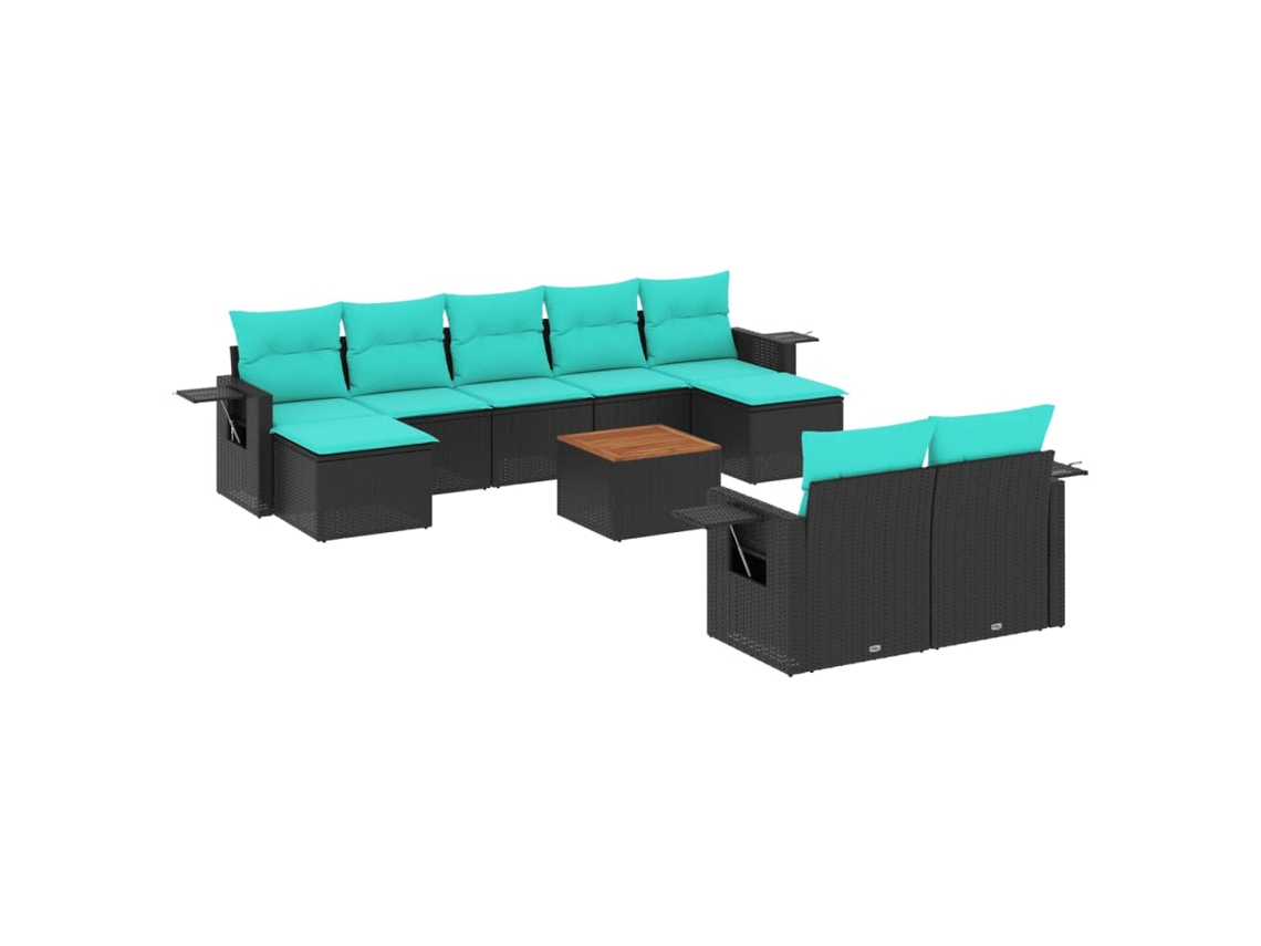 Conjunto de Sofá Jardim 3 Peças Almofadas Rattan Sintético MAISON EXCLUSIVE