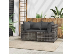 Vidaxl Sofás De Canto P/ Jardim C/ Almofadões 2 Pcs Vime Pe Cinzento