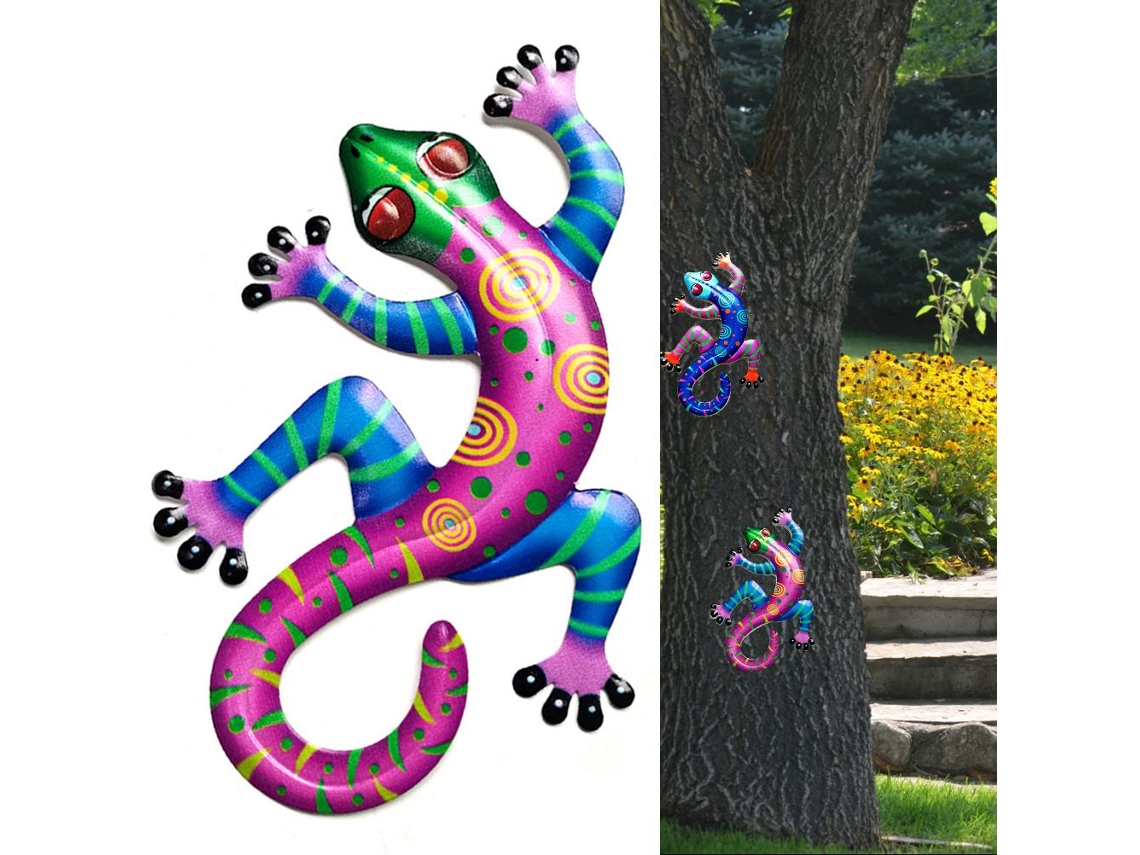 Decoração de parede Iron Gecko para jardim externo CHABERLU