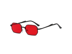Óculos de Sol Masculinos Estreitos, Retangulares, Metal, Marca de Luxo, 2023, Clássicos, Proteção UV400, Preto e Vermelho