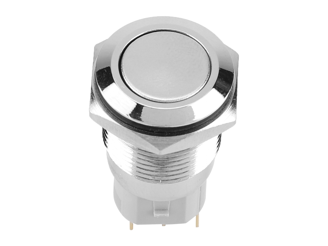 Interruptor de Botão de Trava Automática Metálica 16mm 3 Pinos Cabeça Plana