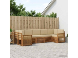 Vidaxl Conjunto De Sofá Sectional Com Almofada 6 Pcs Natural