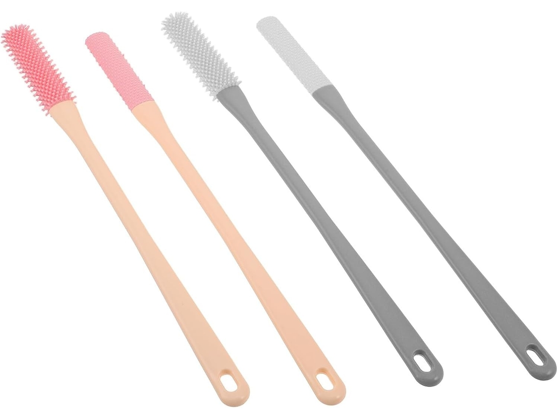 Lurelia Kit De 4 Escovas De Silicone Para Banho De Cuidado Corporal, Cabo Longo, Massagem Suave E Limpeza Profunda
