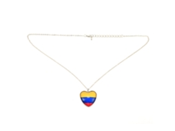 Colar De Cobre Pingente Coração Bandeira Colômbia Copa Do Mundo