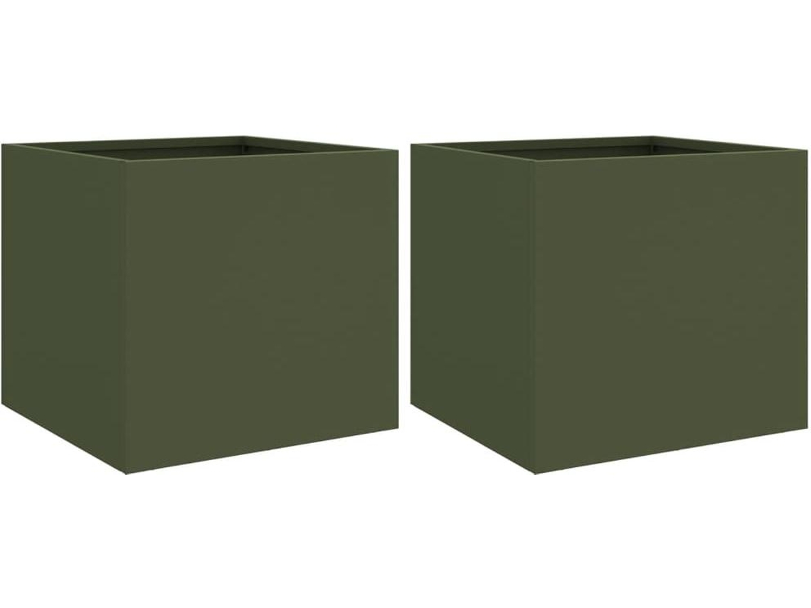 Planter, Planters Vidaxl Verde Aço (32 X 30 X 29 Cm)