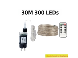 Cordão de Luzes Led, Ideal para Decoração de Natal, Etc. MDUG (luz Branca, 30m, 300 Leds)