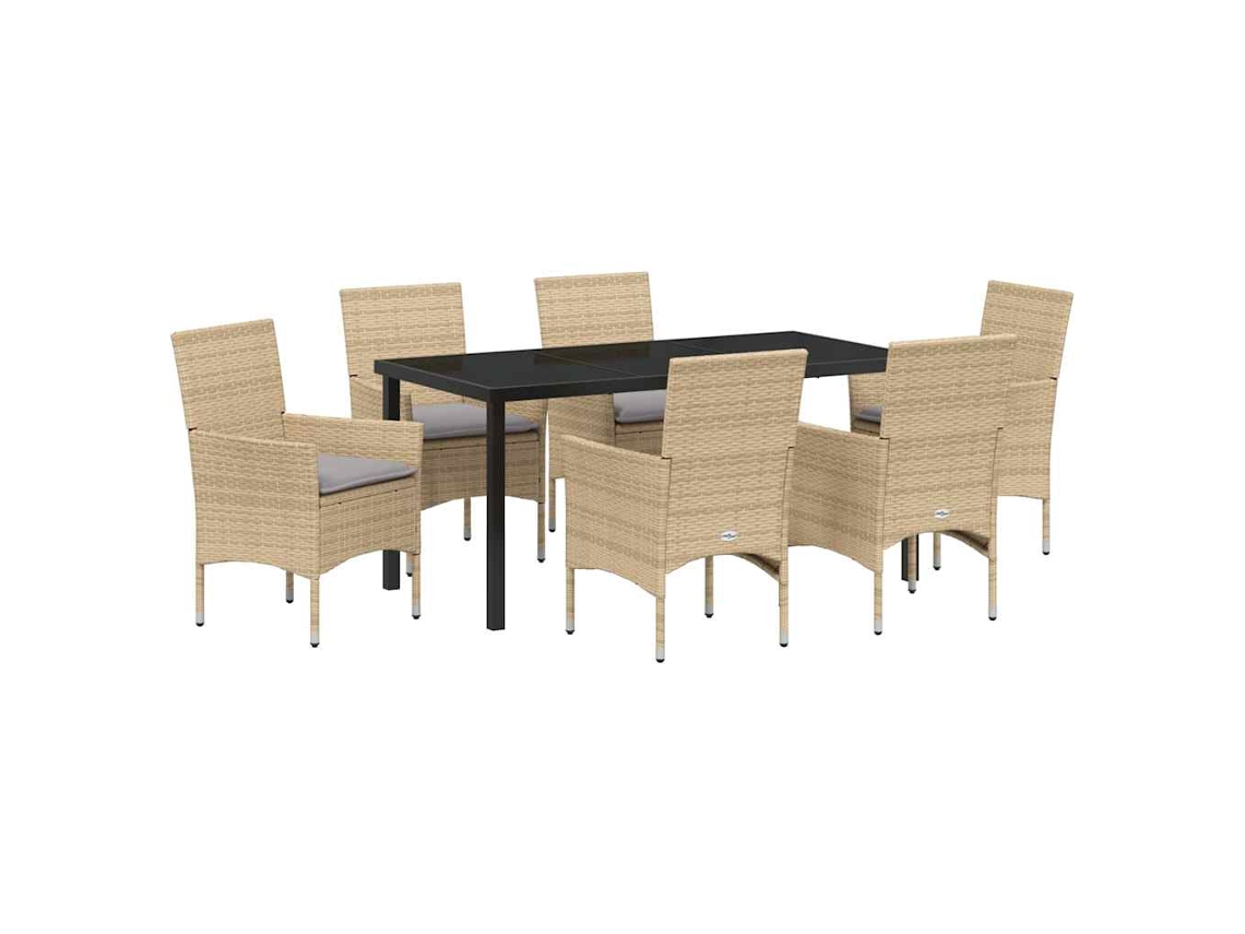 Maison Exclusive - Conjunto De Jantar Para Jardim Com Almofada 7 Pcs Bege Vime Pe