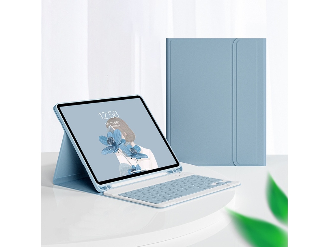 Capa Com Teclado Bluetooth Para Ipad 10.2, Cinza Azulado