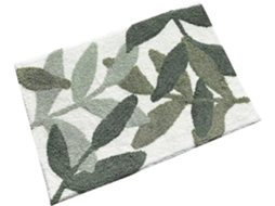 Rebe tapete de Banho Verde com Padrão de Folhas Absorvente de Água e Antiderrapante para Banho Entrada Interior 17.5x25 Polegadas