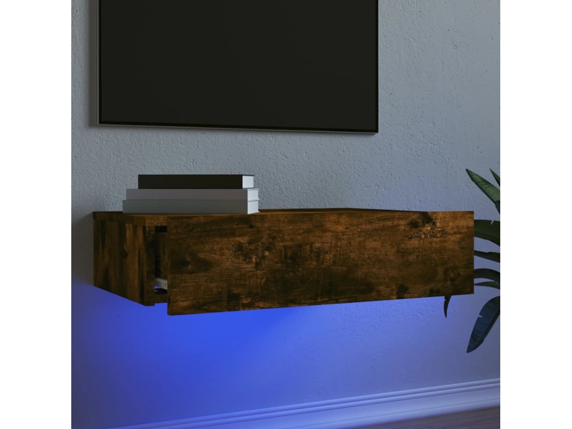 Vidaxl Móvel De Tv Com Luzes Led 60x35x15,5 Cm Carvalho Fumado
